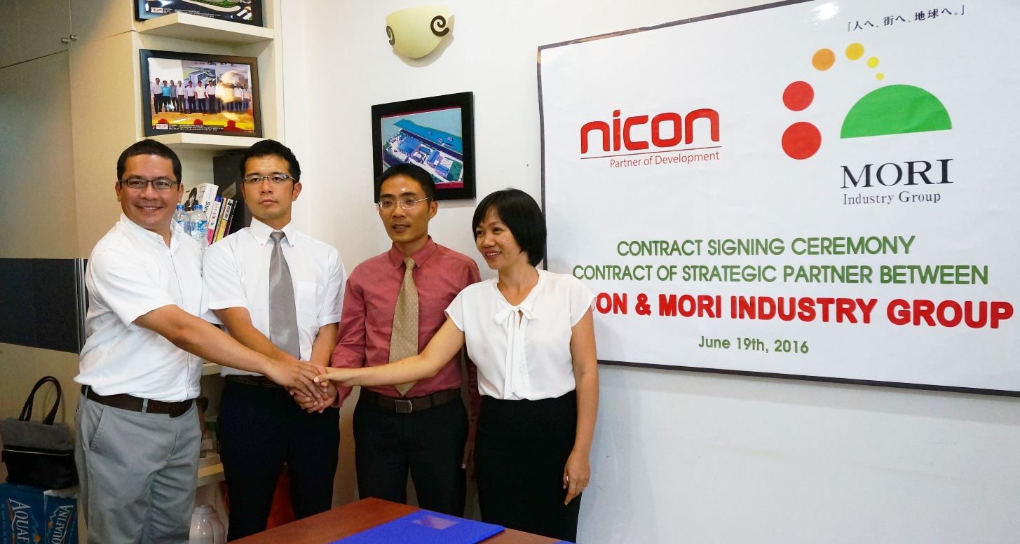 M & A with Mori Group (Japan)

- With this cooperation, MORI INDUSTRY GROUP became a Strategic Partner of NICON.

MORI INDUSTRY GROUP have been a big corporation, founded from 1955, doing business in many items related to construction, farming, retail, restaurant, logistic…Mori Industry Group has 18 companies on over Japan. NICON has a big support in Labor, Technology, Finance…It will make NICON develop faster become bigger and bigger.